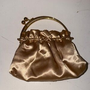 Elegant Gold Satin Clutch Vintage